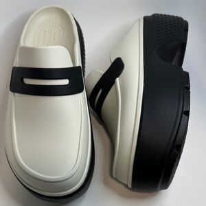 NWOT- Crocs Casual Two-Tone Slip-On Loafers — Black & Cream